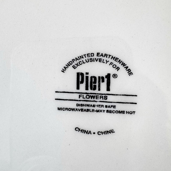 Pier 1 Imports "Flowers" Set Of 4 Dinner Plates 10 7/8" Handpainted Earthenware - Picture 6 of 8